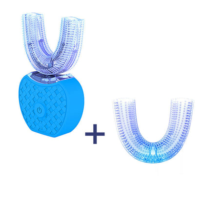 360 Degrees Intelligent Automatic Electric  Toothbrush Waterproof U-Type Toothbrush Whitening Blue Light USB Charging